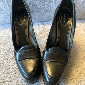 Prada black 38w heels